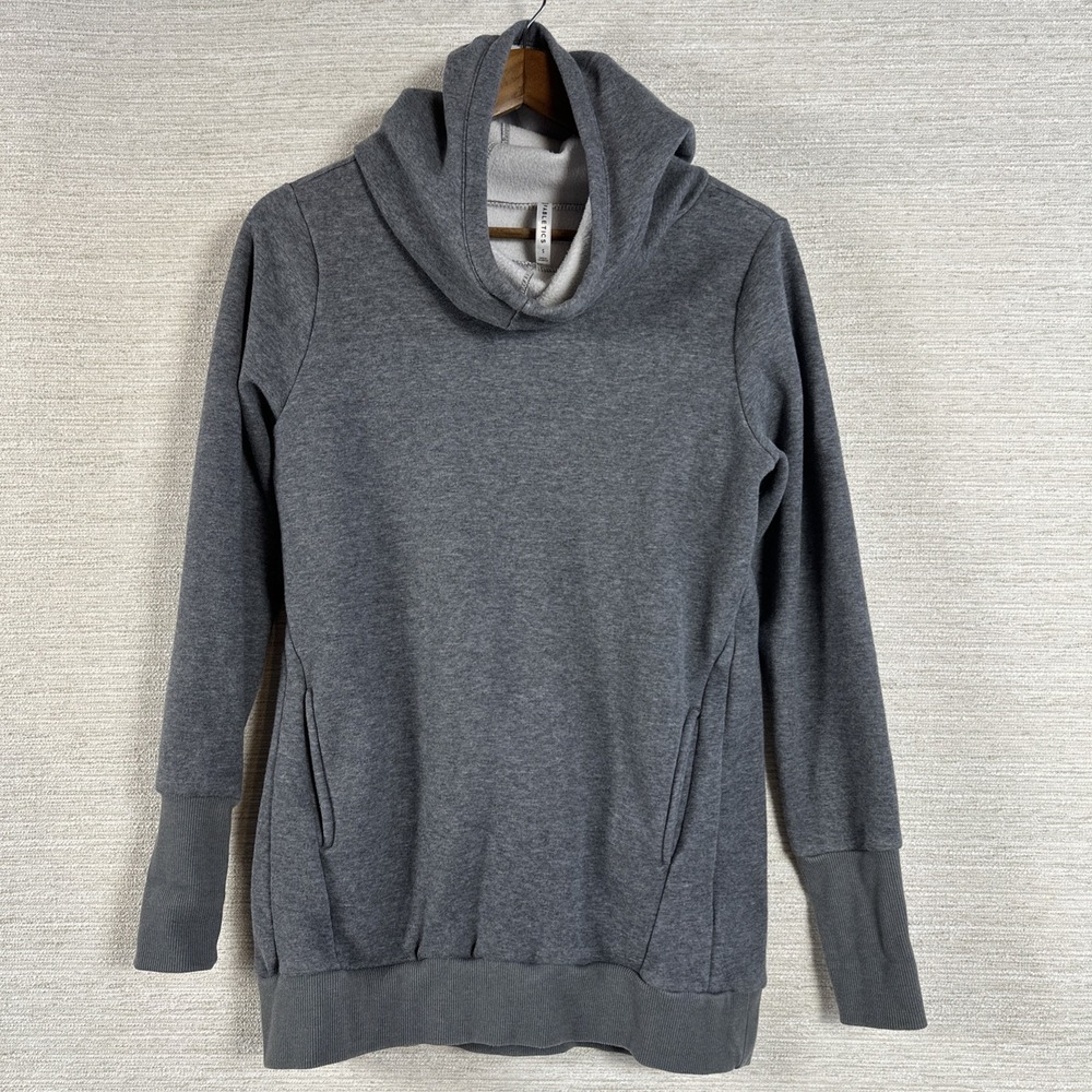 Fabletics Hoodie Womens Small Gray Fleece Lined Pullover Sweatshirt Athletic